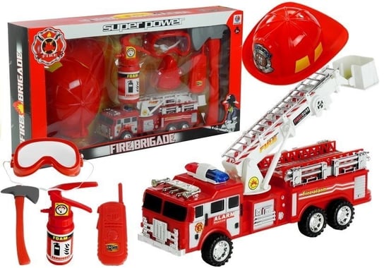 Zestaw Strażaka Straż Pożarna Wóz + Kask + Gaśnica Lean Toys
