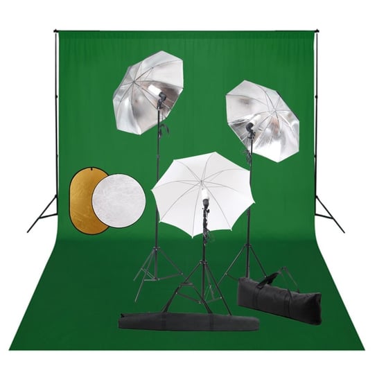 Zestaw studyjny z lampami, parasolkami, tłem i blendami vidaXL