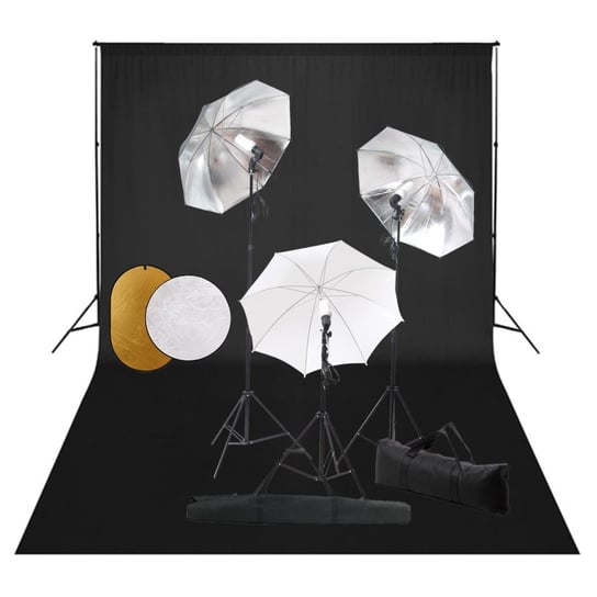 Zestaw studyjny z lampami, parasolkami, tłem i blendami vidaXL