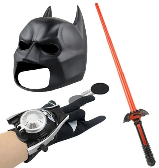 Zestaw Superbohater Batman Maska Lateksowa Miecz Świetlny Strzelająca Rękawica Hopki