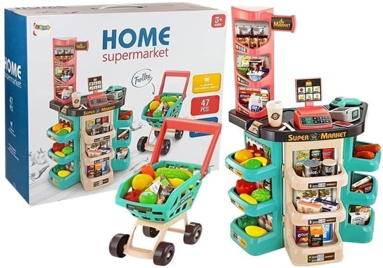 Zestaw Supermarket Koszyk Sklepowy Waga Czytnik Kart Skaner Lean Toys
