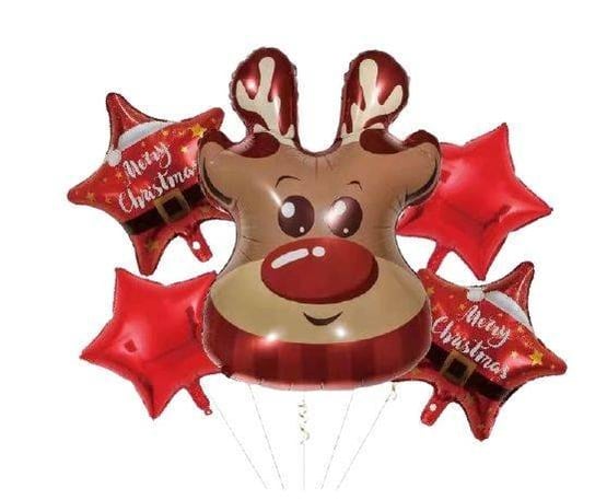 Zestaw świąteczny balonów z reniferem, gwiazdki 5 elementów Inny producent