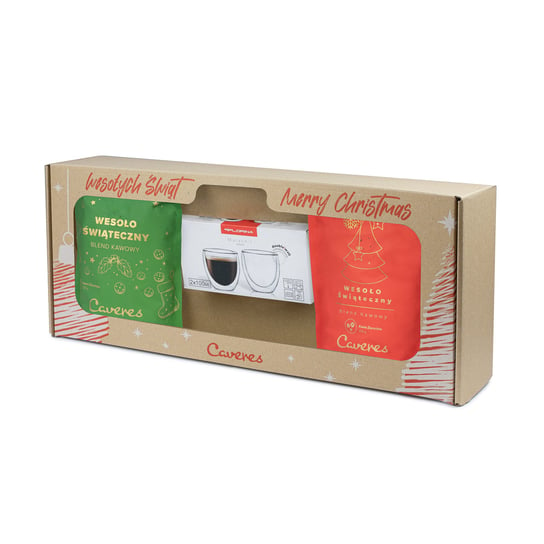 Zestaw Świąteczny Blend: 2X250G Brazylia 50/50 + Szkl. Espresso - Kawa Mielona CAVERES
