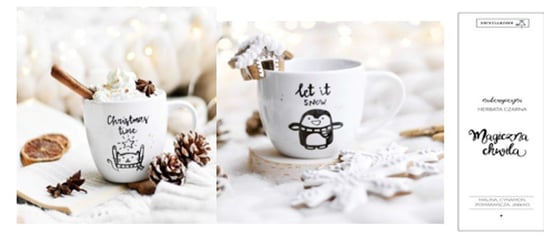 Zestaw świąteczny, Magiczna chwila - Kubki 300 ml - Christmes Time, Let it snow + Herbata 50 g Nadzwyczajnie