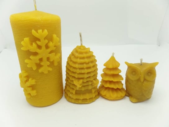 Zestaw ŚWIĄTENCZY czterech świec + worek pszczelarza prezent III Natural Wax Candle