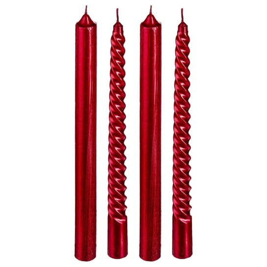 Zestaw świec dekoracyjnych FÉÉRIC LIGHTS AND CHRISTMAS Glitter, czerwony, 25 cm, 4 szt. Fééric Lights and Christmas