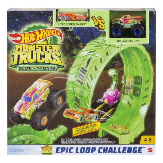 Zestaw Świecący w ciemności Monster Trucks z epicką pętlą wyzwań Hot Wheels