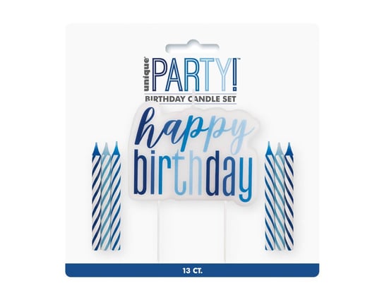 Zestaw świeczek Happy Birthday niebieski - 1 szt. Unique