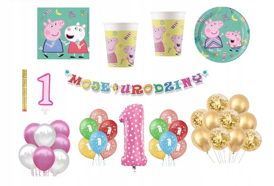 Zestaw Świnka Peppa 1 Urodziny Balony Inna marka