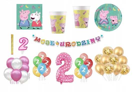 Zestaw Świnka Peppa 2 Urodziny Balony Inna marka