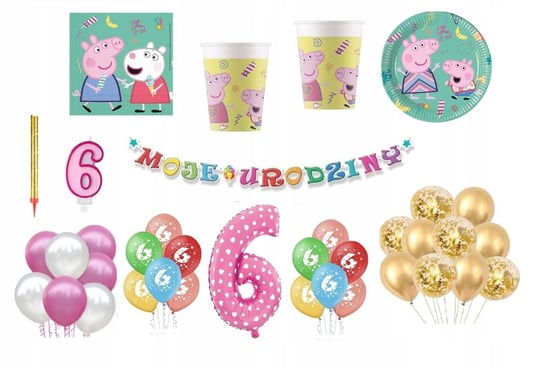 Zestaw Świnka Peppa 6 Urodziny Balony Inna marka