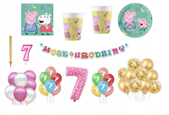 Zestaw Świnka Peppa 7 Urodziny Balony Inna marka