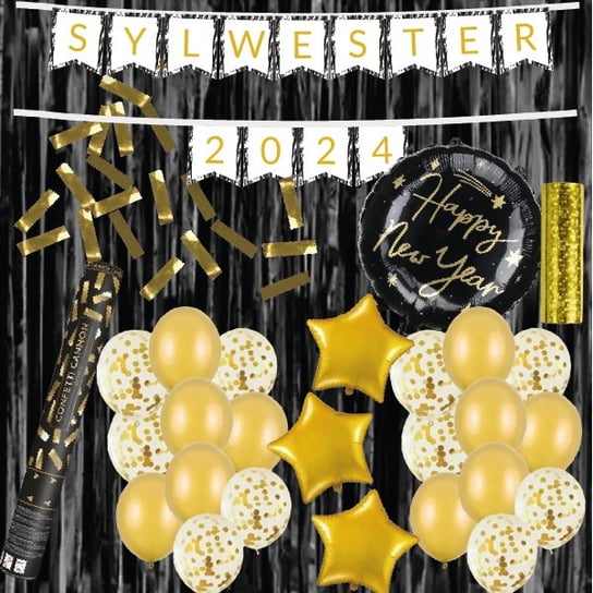 Zestaw Sylwester 2024 zestaw dekoracji balony na NOWY ROK OCHprosze