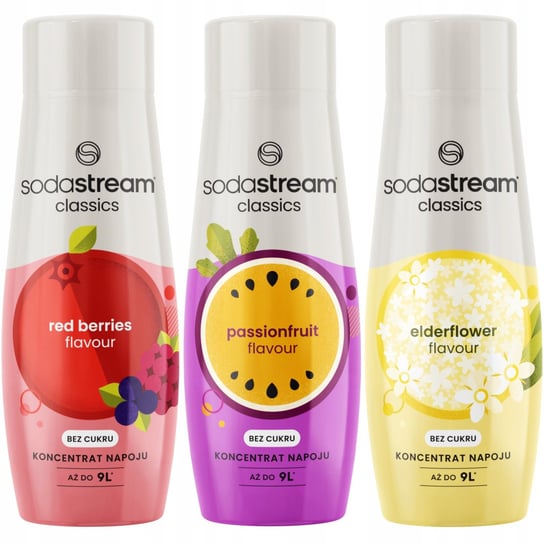 Zestaw Syrop koncentrat do wody SodaStream bez cukru 3x440ml marakuja owoce SodaStream