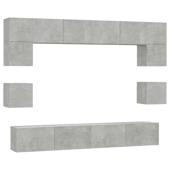 Zestaw Szafek TV Beton Szary 8szt. 30-100x30x30cm, Zakito Europe