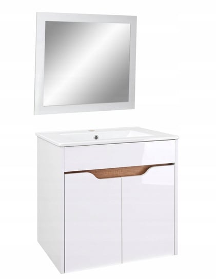 Zestaw szafka łazienkowa z umywalką lustro 80 cm całość lakier Deftrans / Defra
