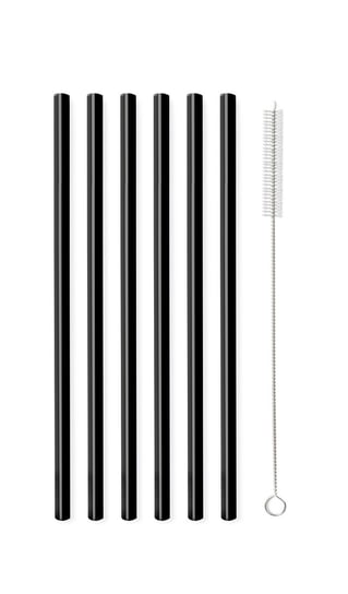 Zestaw szklanych prostych słomek VIALLI DESIGN Vita, czarny, 20 cm, 6 szt. + szczoteczka. Vialli Design