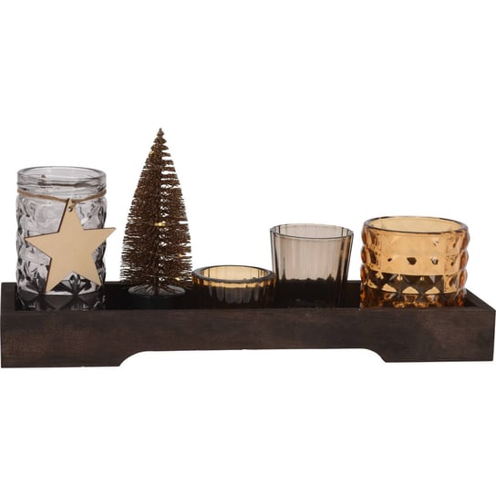 Zestaw szklanych świeczników i dekoracji świątecznych, 10 x 32 cm Home Styling Collection