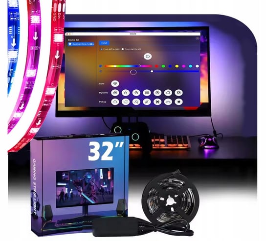 Zestaw Taśma LED USB RGBIC PC Ambient Synchronizacja ekranu 32" dla graczy ledrgb