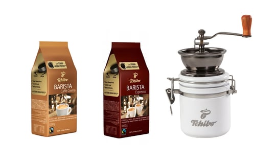 Zestaw TCHIBO młynek + kawa ziarnista Barista Caffe Crema, 1 kg + Barista Espresso, 1 kg Tchibo