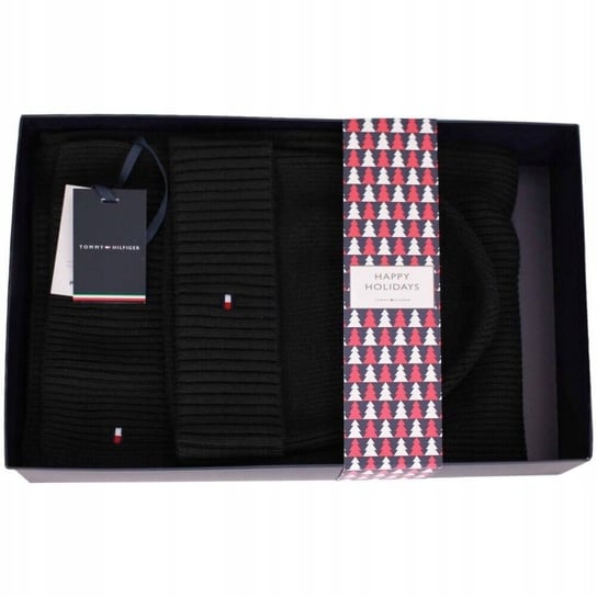 ZESTAW TOMMY HILFIGER CZAPKA SZALIK ZESTAW ZIMOWY GIFTBOX CZARNY UNISEX Tommy Hilfiger