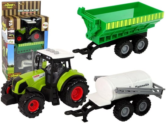 Zestaw Traktor z Maszynami Przyczepa Cysterna Dźwięki LED Import LEANToys Inna marka