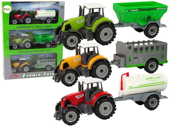 Zestaw Traktory Z Przyczepami 3 Kolory Lean Toys