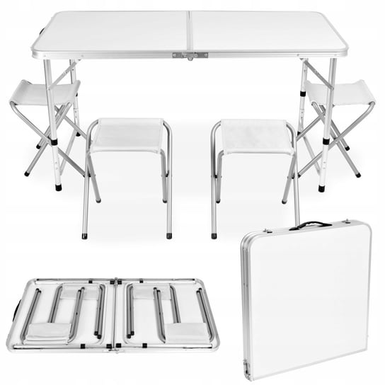 Zestaw turystyczny TRAMP kempingowy stół z 4 krzesłami biały Outdorium