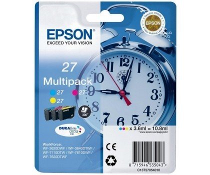 Zestaw tuszy EPSON C13T27054012, błękitny, purpurowy, żółty, 10.8 ml Epson