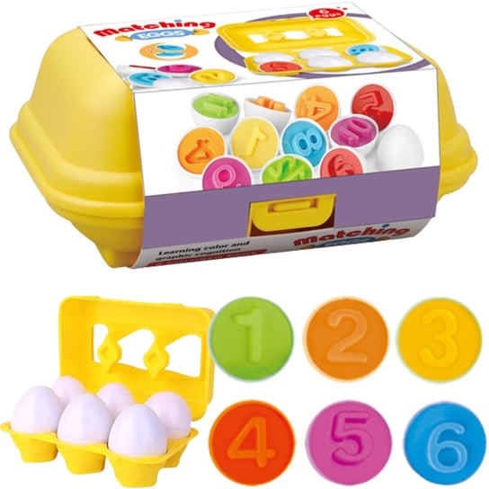 Zestaw Układanka Gra Edukacyjna Sorter Montessori Klocki Jajka Cyfry Liczby Import ProNice