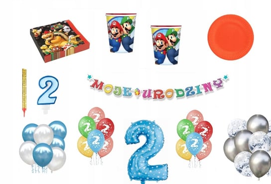 Zestaw Urodzinowy 2 urodziny Super Mario ImprezCzas
