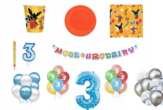 Zestaw Urodzinowy 3 Urodziny Bing Balony Inna marka