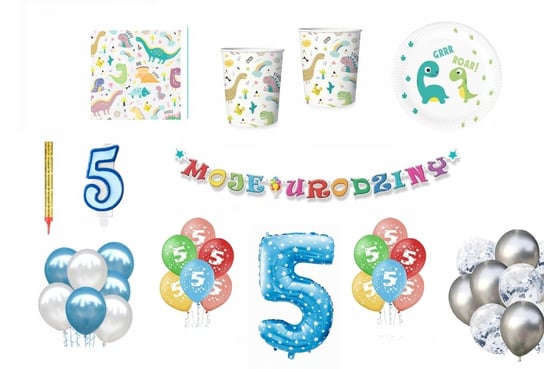 Zestaw Urodzinowy 5 Urodziny Dinozaury Balony Inna marka