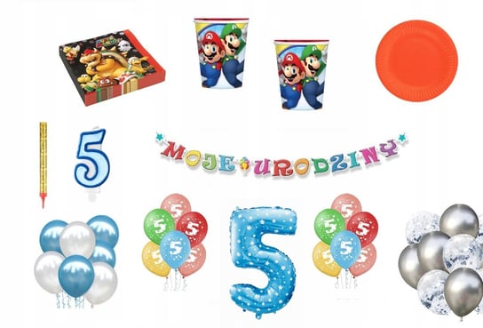 Zestaw Urodzinowy 5 urodziny Super Mario ImprezCzas