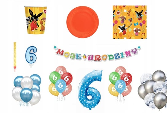 Zestaw Urodzinowy 6 Urodziny Bing Balony Inna marka