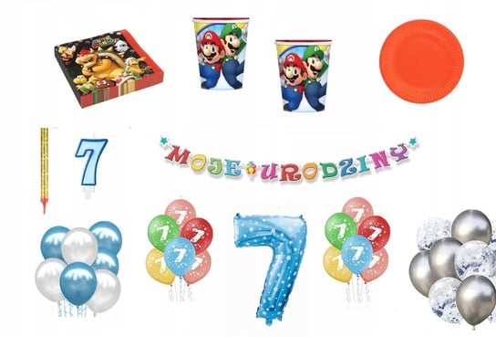 Zestaw Urodzinowy 7 urodziny Super Mario ImprezCzas