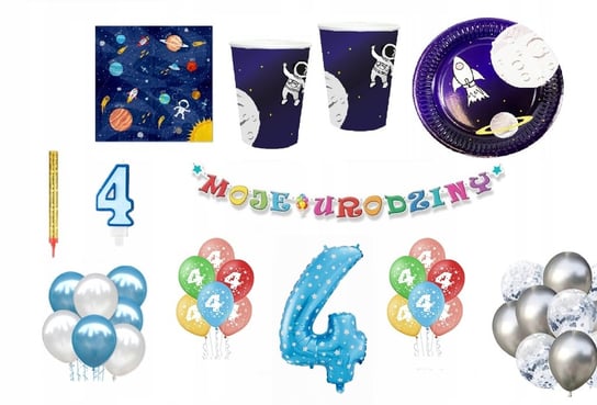 Zestaw Urodzinowy Kosmos 4 Urodziny Balony Inna marka