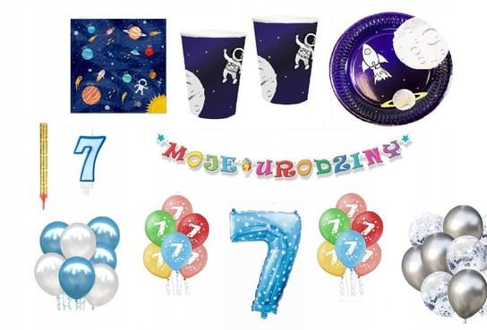 Zestaw Urodzinowy Kosmos 7 Urodziny Balony Inna marka