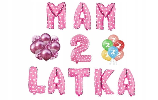 Zestaw Urodzinowy Mam 2 Latka Różowe Balony Inna marka