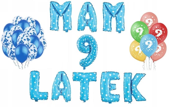 Zestaw Urodzinowy Mam 9 Latek Niebieski Balony Inna marka