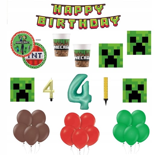 Zestaw Urodzinowy Minecraft 1-9 Urodziny Balony Inna marka