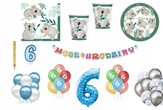 Zestaw Urodzinowy Miś Koala 6 Urodziny Balony Inna marka