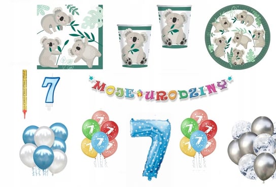 Zestaw Urodzinowy Miś Koala 7 Urodziny Balony Inna marka