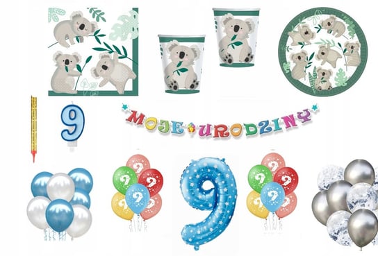 Zestaw Urodzinowy Miś Koala 9 Urodziny Balony Inna marka