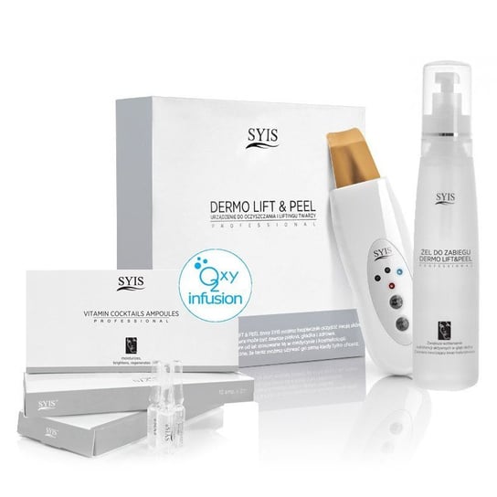Zestaw Urządzenie kosmetyczne SYIS Dermo Lift&Peel Skin Scrubber złota szpatuła + kosmetyki SYIS