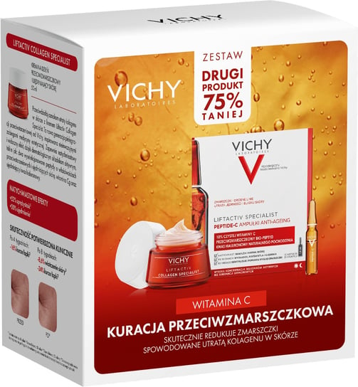 Zestaw Vichy Liftactiv Collagen Specialist, krem na dzień, 50 ml + Liftactiv Peptide-C, skoncentrowana kuracja anti-ageing, 10 ampułek Vichy
