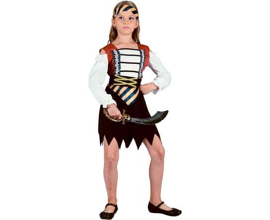 Zestaw Waleczna Piratka (sukienka, pasek, opaska na głowę), rozm. 120/130 GODAN