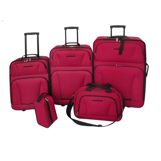 Zestaw walizek podróżnych, 5 elementów, kolor czerwony vidaXL