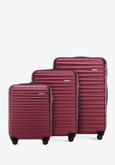 Zestaw walizek z ABS-u z żebrowaniem bordowy WITTCHEN