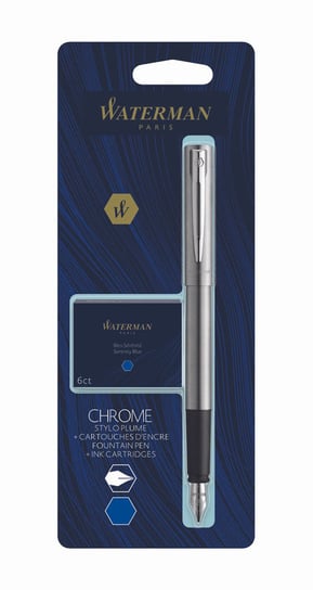 Zestaw Waterman Pióro wieczne Allure Chrome + 6 niebieskich naboi - 2135211 WATERMAN